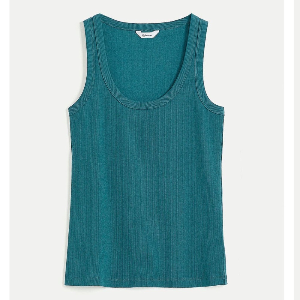 Reitman’s Teal Ribbed‎ Tank with Scooped Neckline